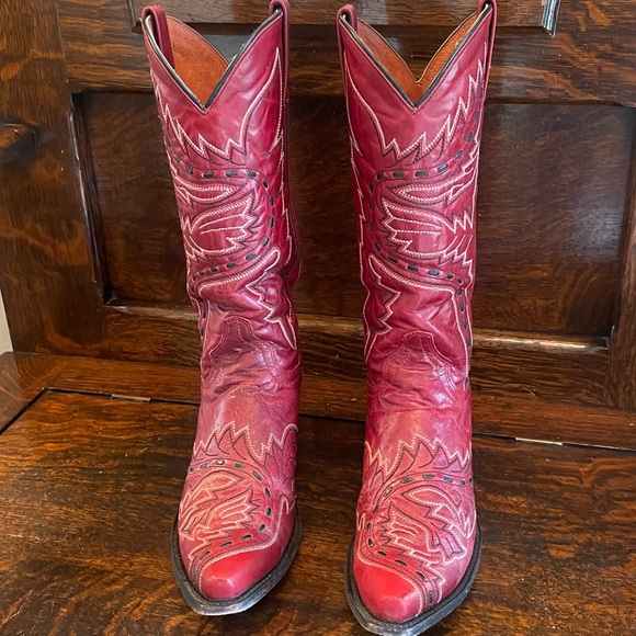 Dan Post Red Cowboy Boots (Sidewinder Style 3455) size 8.5 B - Picture 2 of 12